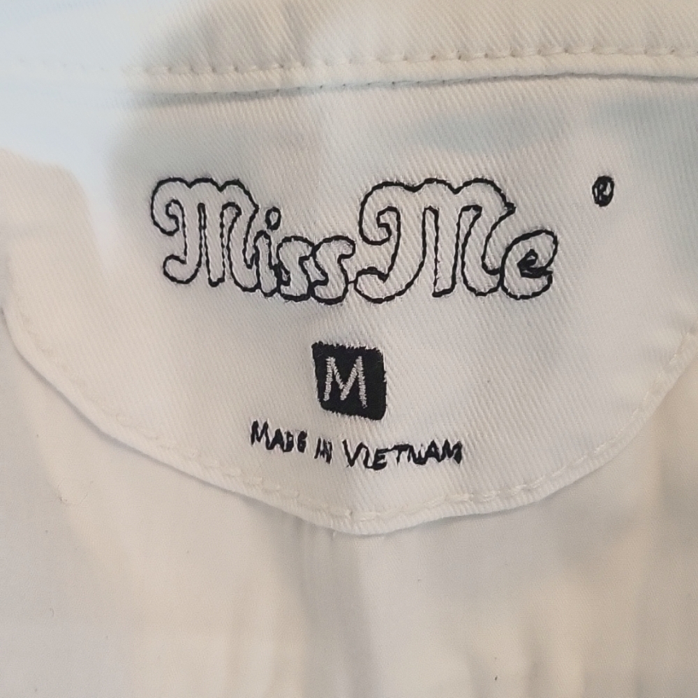 Miss Me White Denim Vest with Embroidery M - Picture 7 of 13